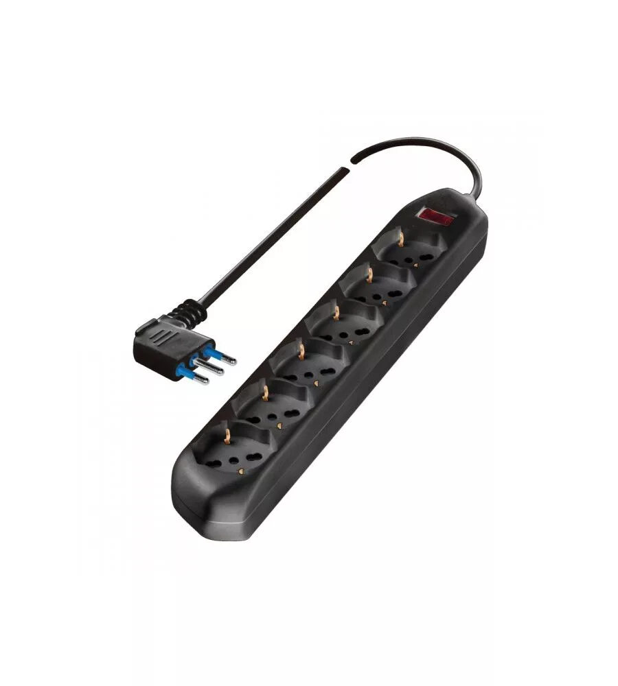 PRESA MULTIPLA PLURISTANDARD POLY POOL CON 6 PRESE COLORE NERO