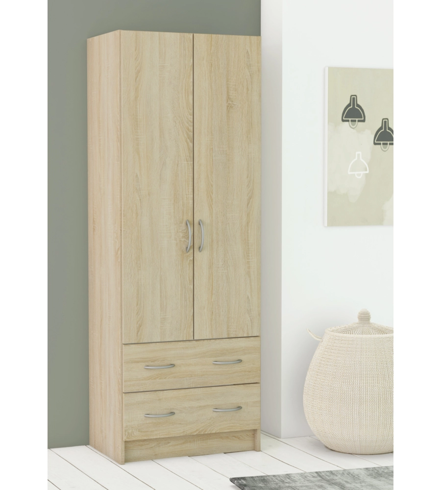 ARMADIO 2 ANTE 2 CASSETTI ROVERE 169,5X60,9X41,1 CM