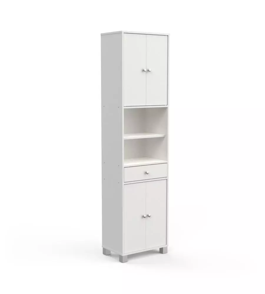 MOBILE COLONNA "BIKINI" CON CASSETTO E ANTE BIANCO 50,5X196X33 CM