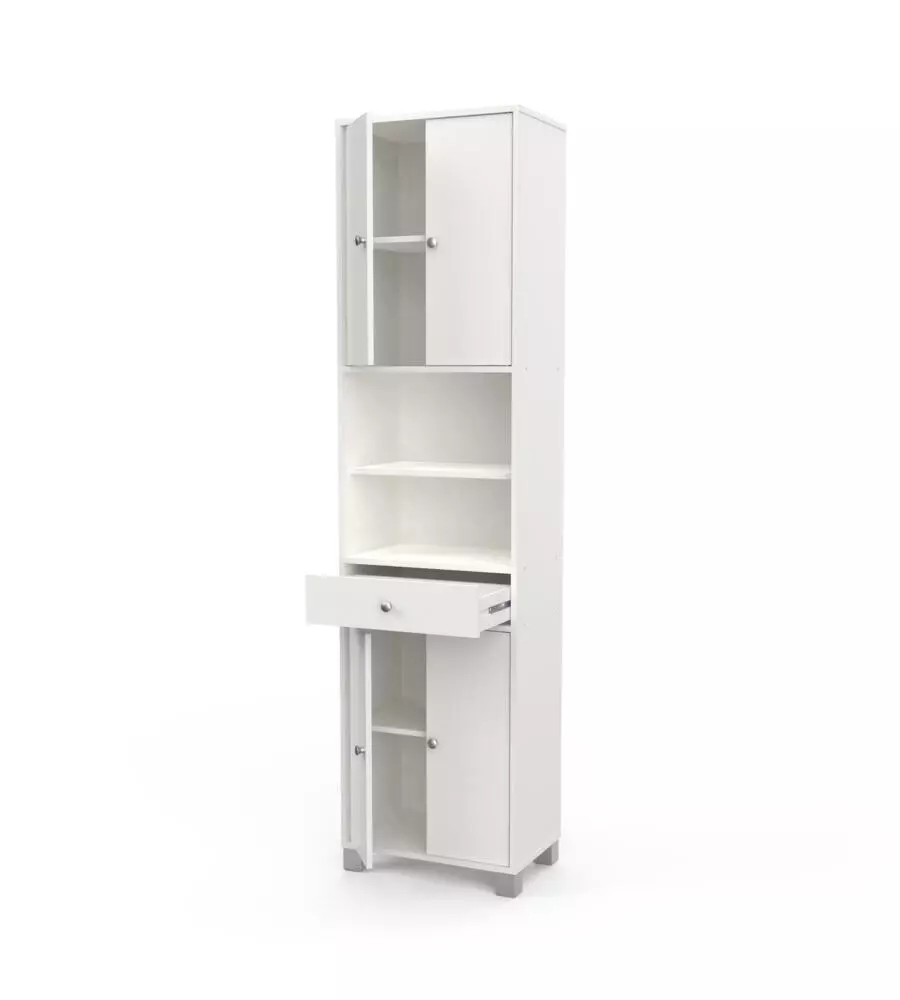 MOBILE COLONNA "BIKINI" CON CASSETTO E ANTE BIANCO 50,5X196X33 CM