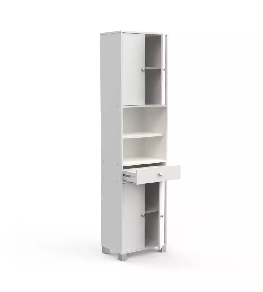 MOBILE COLONNA "BIKINI" CON CASSETTO E ANTE BIANCO 50,5X196X33 CM
