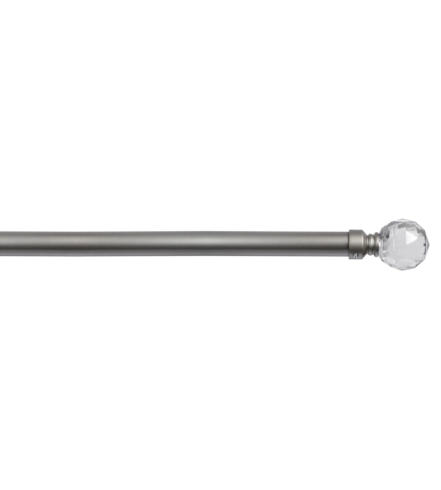 TUBO TENDA IN ACCIAIO SATINATO ESTENSIBILE DA 120 A 210 CM. CON TERMINALE TIPO SWAROVSKY