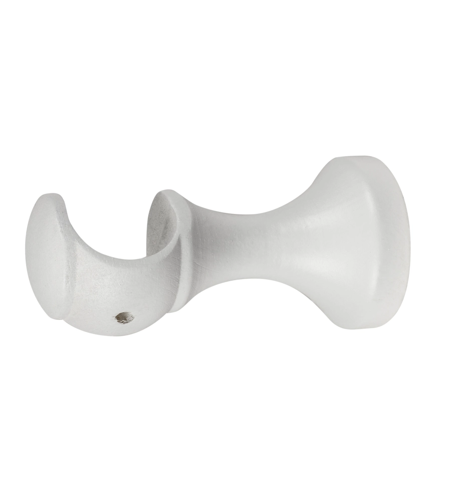 1 SUPPORTO MONOBLOCCO APERTO DA 8 CM PER BASTONE LEGNO DIAMETRO 28 MM - BIANCO