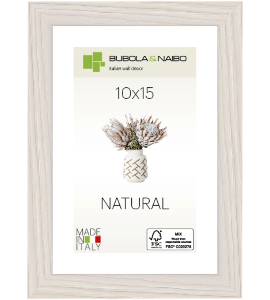 CORNICE IN LEGNO COLORE BIANCO "TULIPA" - 10 x 15 CM