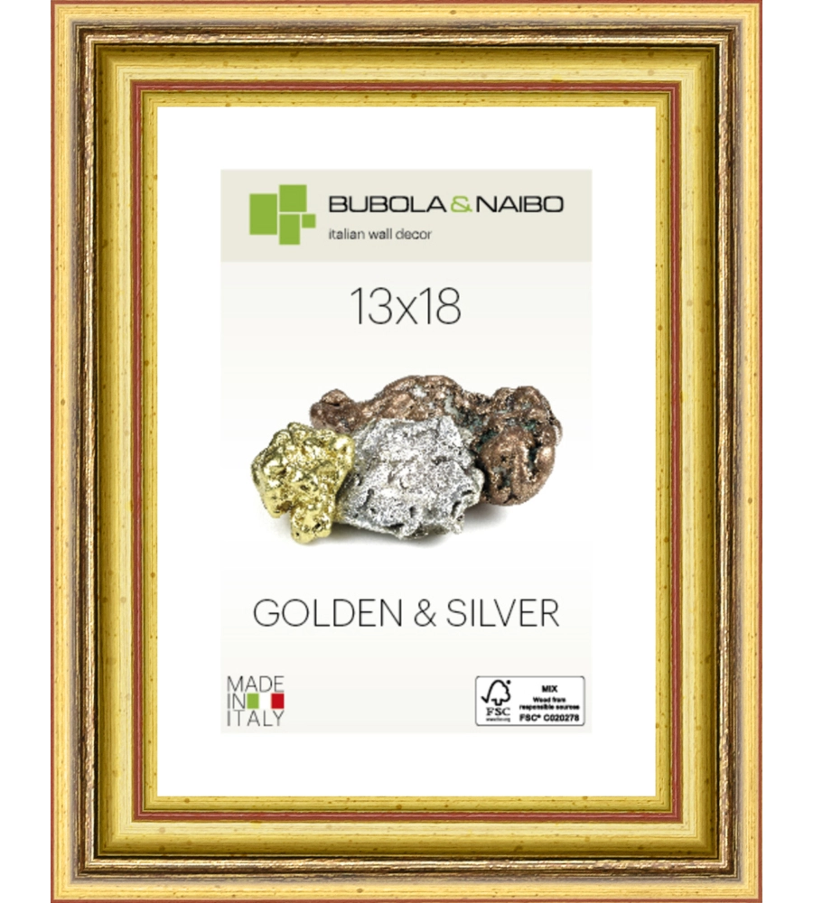 CORNICE IN LEGNO COLORE ORO "BETA" - 13 x 18 CM