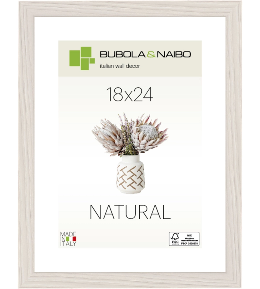 CORNICE IN LEGNO COLORE BIANCO "TULIPA" - 18 x 24 CM