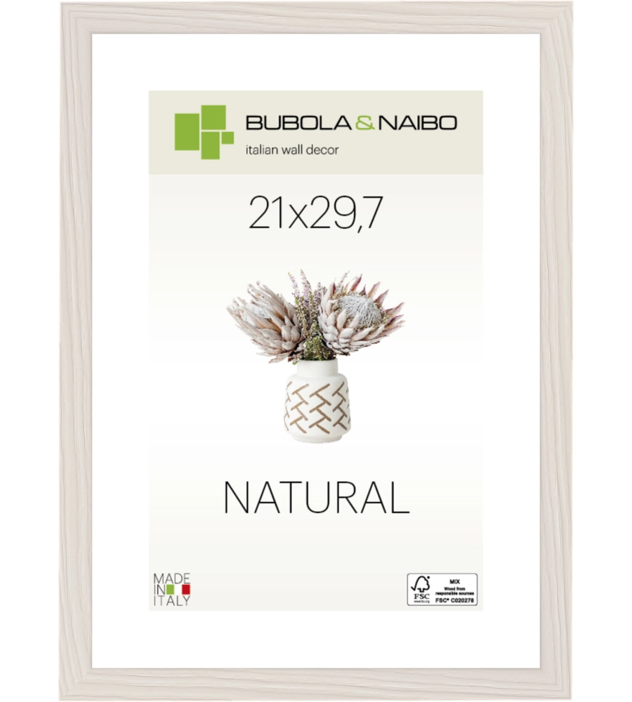 CORNICE IN LEGNO COLORE BIANCO "TULIPA" - 21 x 29,7 CM