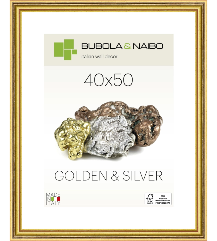 CORNICE IN LEGNO COLORE ORO "BETA" - 40 x 50 CM