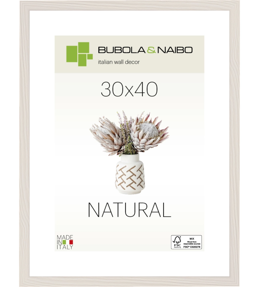CORNICE IN LEGNO COLORE BIANCO "TULIPA" - 30 x 40 CM