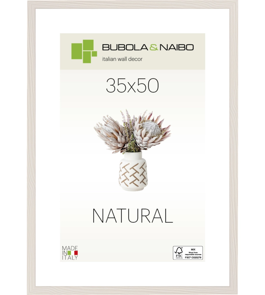 CORNICE IN LEGNO COLORE BIANCO "TULIPA" - 35 x 50 CM