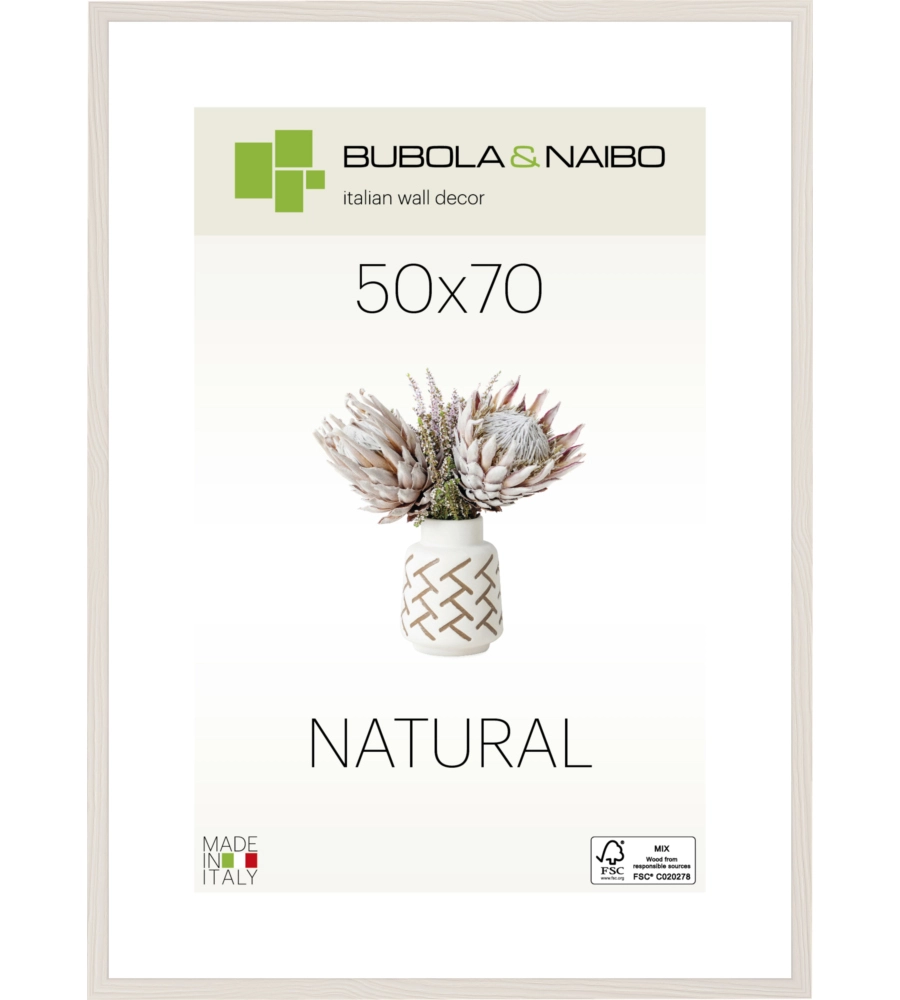 CORNICE IN LEGNO COLORE BIANCO "TULIPA" - 50 x 70 CM