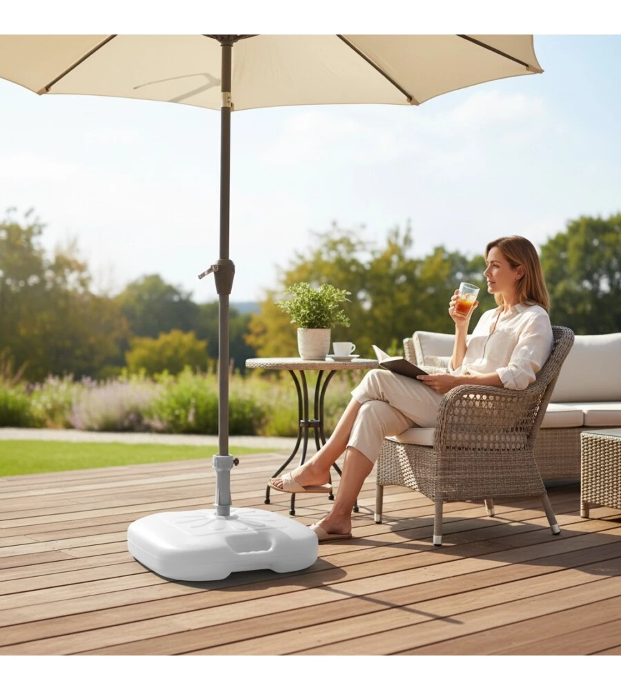 BASE PER OMBRELLONE IN PLASTICA BIANCO 45X45 CM Ø 32 MM