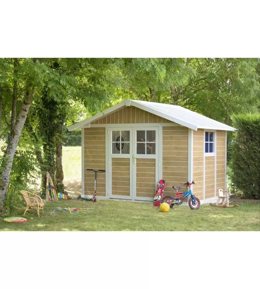 CASETTA DA GIARDINO IN PVC GROSFILLEX "SHERWOOD DECO 7" EFFETTO LEGNO 370X298X250 CM - COD. 22907681
