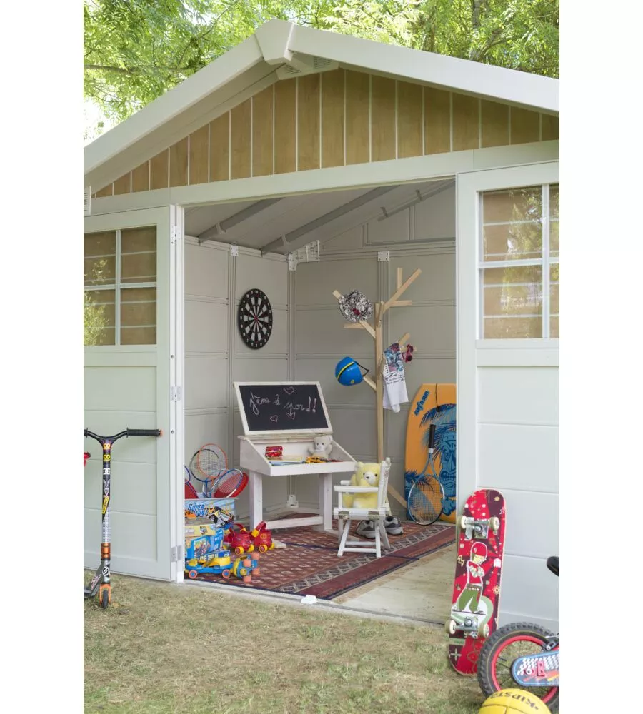 CASETTA DA GIARDINO IN PVC GROSFILLEX "SHERWOOD DECO 7" EFFETTO LEGNO 370X298X250 CM - COD. 22907681