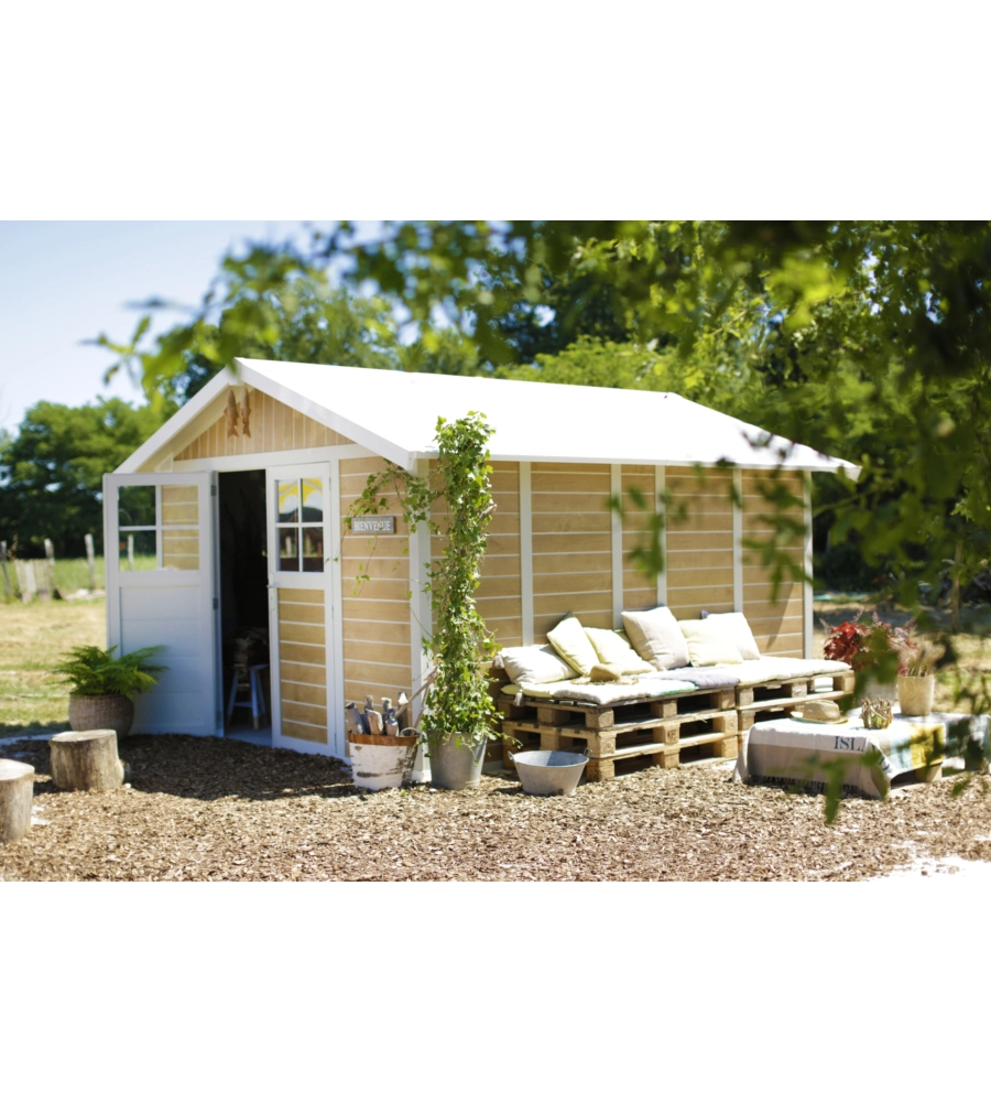 CASETTA DA GIARDINO IN PVC GROSFILLEX "SHERWOOD DECO 11" EFFETTO LEGNO 370X407X250 CM - COD. 22911681