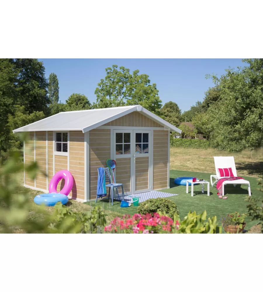 CASETTA DA GIARDINO IN PVC GROSFILLEX "SHERWOOD DECO 11" EFFETTO LEGNO 370X407X250 CM - COD. 22911681
