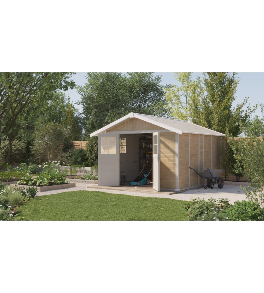 CASETTA DA GIARDINO IN PVC GROSFILLEX "SHERWOOD DECO 11" EFFETTO LEGNO 370X407X250 CM - COD. 22911681