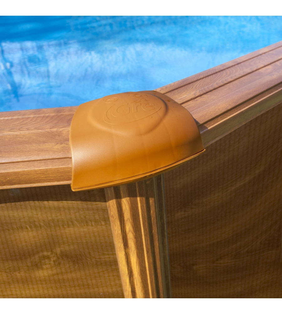 PISCINA FUORI TERRA OVALE GRE "MAURITIUS" IN ACCIAIO EFFETTO LEGNO 610X375X132 - COD. KITPROV618WO
