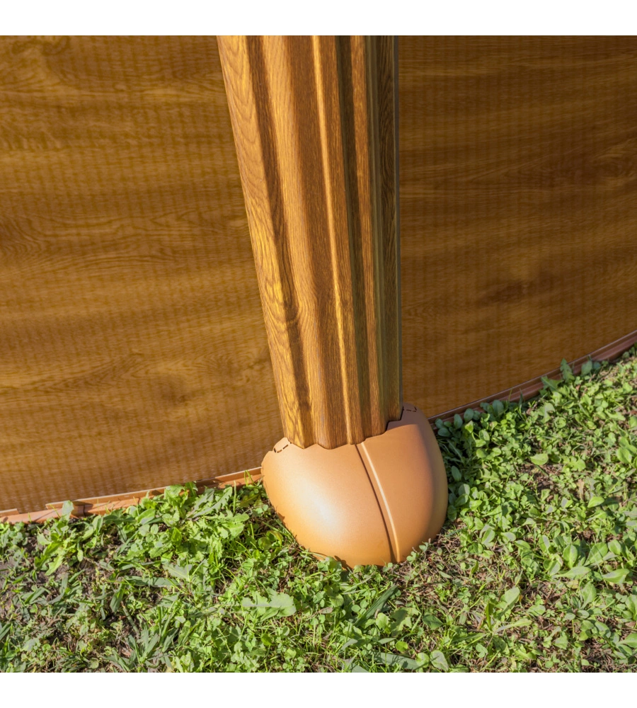 PISCINA FUORI TERRA OVALE GRE "MAURITIUS" IN ACCIAIO EFFETTO LEGNO 610X375X132 - COD. KITPROV618WO