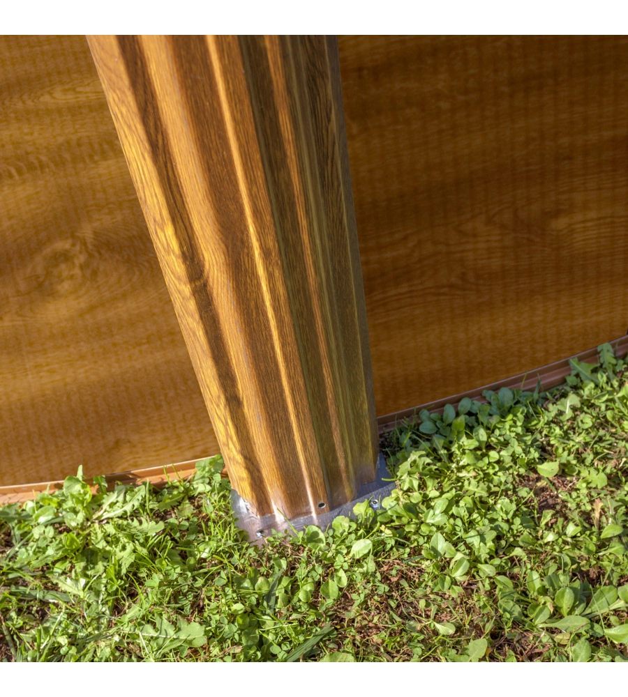 PISCINA FUORI TERRA ROTONDA GRE "PACIFIC" IN ACCIAIO EFFETTO LEGNO 240X240X120 - COD. KIT240W