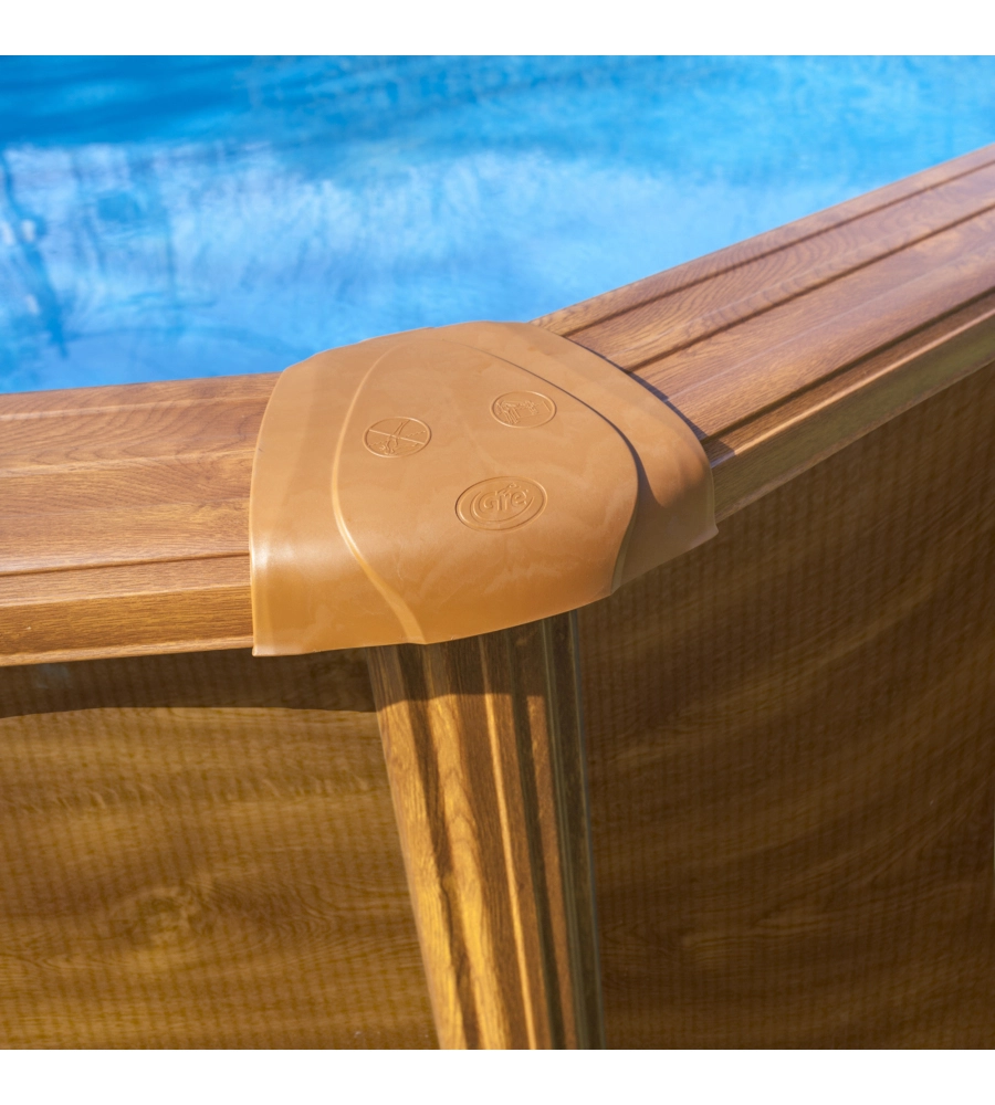 PISCINA FUORI TERRA ROTONDA GRE "PACIFIC" IN ACCIAIO EFFETTO LEGNO 240X240X120 - COD. KIT240W