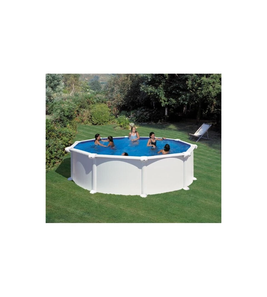 PISCINA FUORI TERRA ROTONDA GRE "ATLANTIS" IN ACCIAIO COLORE BIANCO 460X460X132 - COD. KITPR458