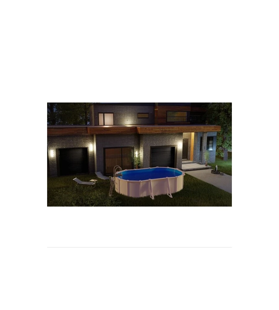 PISCINA FUORI TERRA OVALE GRE "FIDJI" IN ACCIAIO BIANCO 500X300X120 - COD. KIT500ECO