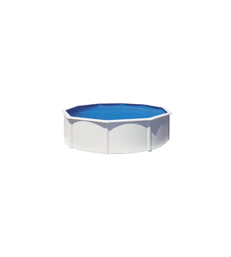 PISCINA FUORI TERRA ROTONDA GRE "FIDJI" IN ACCIAIO BIANCO 460X460X120 - COD. KIT460ECO