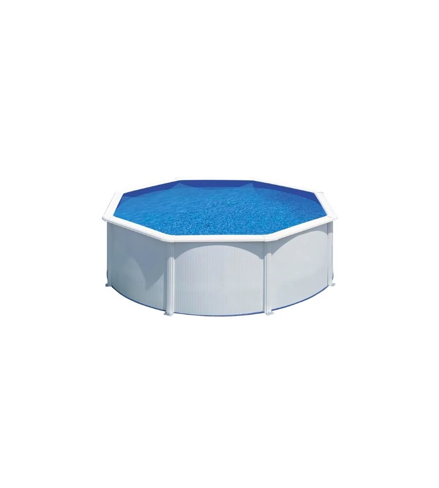 PISCINA FUORI TERRA ROTONDA GRE "FIDJI" IN ACCIAIO BIANCO 350X350X120 - COD. KIT350ECO