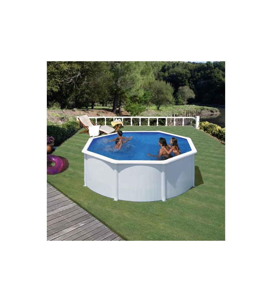 PISCINA FUORI TERRA ROTONDA GRE "FIDJI" IN ACCIAIO COLORE BIANCO 300X300X120 - COD. KIT300ECO