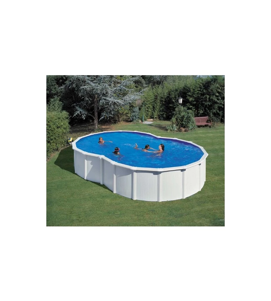 PISCINA FUORI TERRA A FORMA DI OTTO GRE "VARADERO" IN ACCIAIO COLORE BIANCO 640X390X120 - COD. KITPROV6270