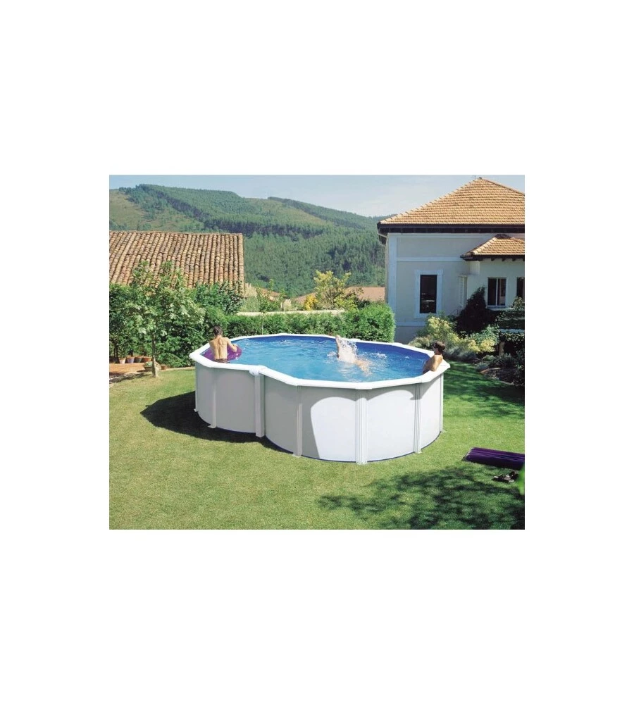 PISCINA FUORI TERRA A FORMA DI OTTO GRE "VARADERO" IN ACCIAIO COLORE BIANCO 500X340X120 - COD. KITPROV4870