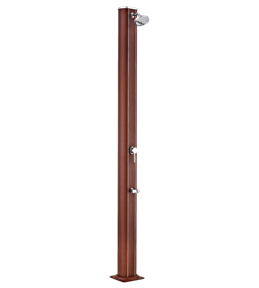 DOCCIA SOLARE PER GIARDINO GRE IN ALLUMINIO EFFETTO LEGNO CON LAVAPIEDI 32 L - COD. DSALR32W