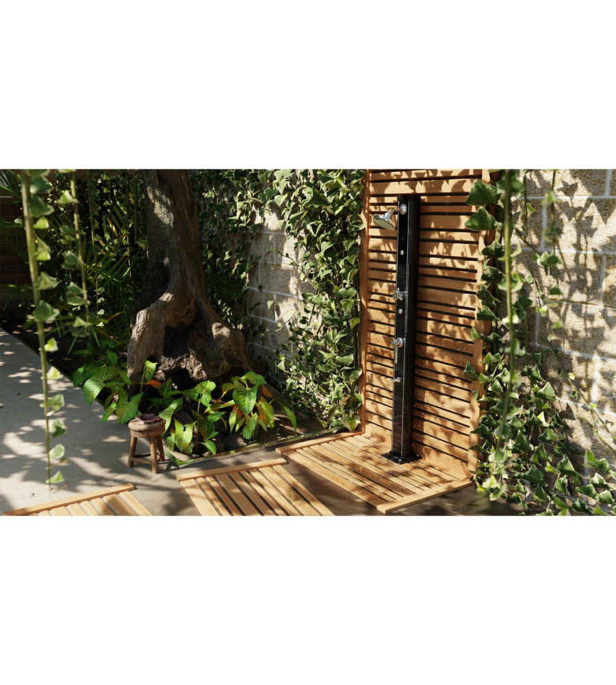 DOCCIA SOLARE PER GIARDINO GRE IN ALLUMINIO CON LAVAPIEDI E SPRUZZATORE 32 L - COD. AR1130