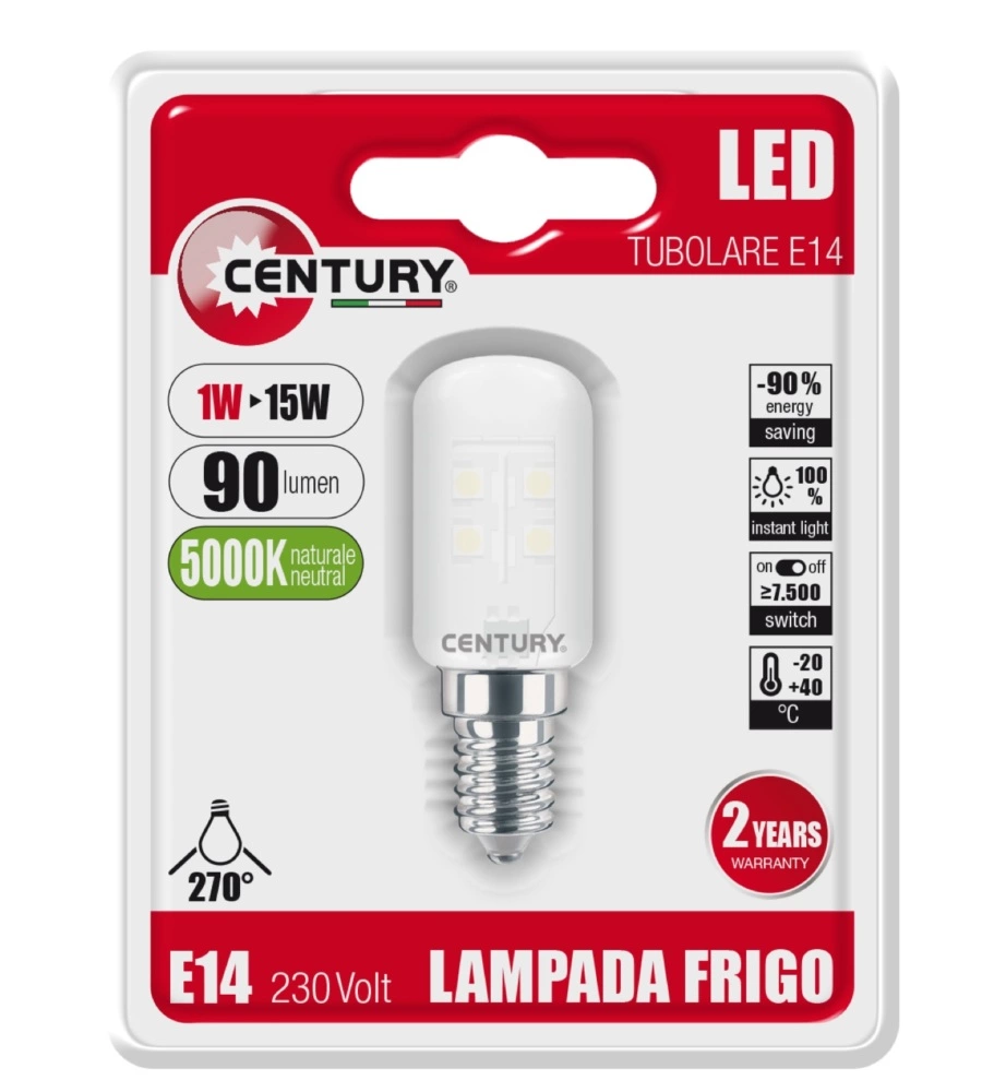 LAMPADINA LED PER FRIGO - TUBOLARE