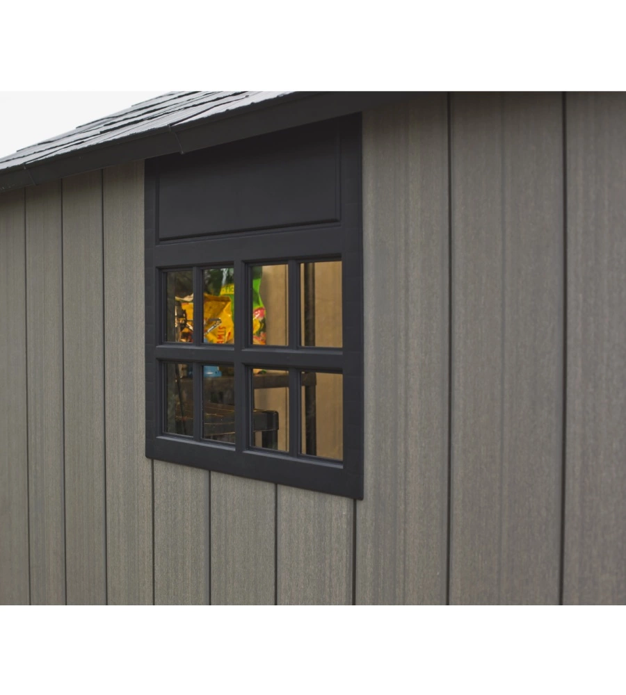 CASETTA DA GIARDINO KETER "OAKLAND 757" IN DUOTECH COLORE GRIGIO CON PORTA BATTENTE DOPPIA 229X223,5X242 CM