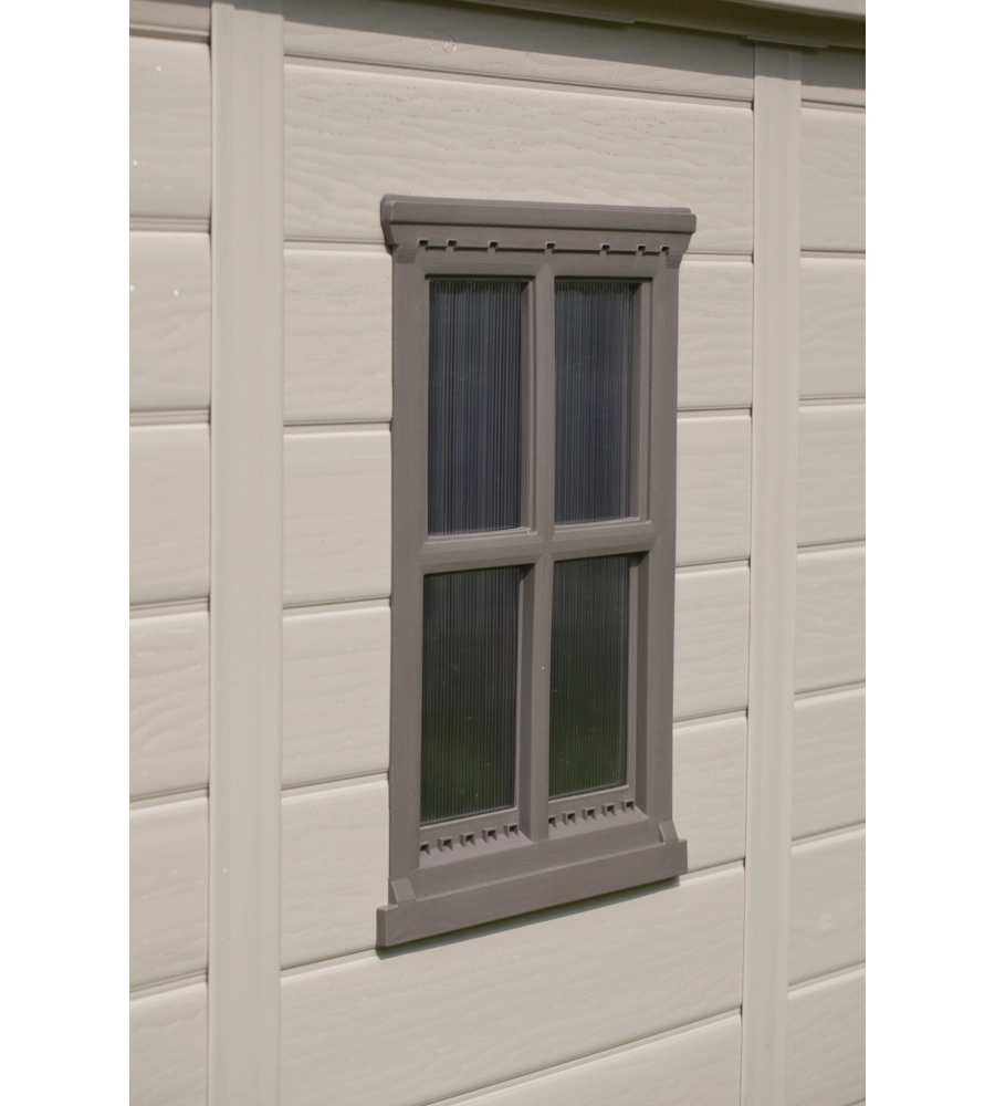 CASETTA DA GIARDINO KETER "FACTOR 8x8" IN RESINA COLORE BEIGE CON PORTA BATTENTE DOPPIA 256,5X255X243 CM