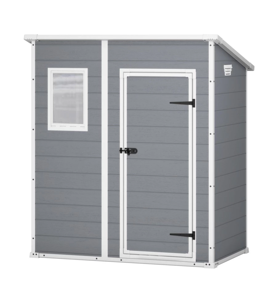 CASETTA DA GIARDINO KETER "MANOR PENT 6x4" IN RESINA COLORE GRIGIO CON PORTA BATTENTE SINGOLA 183,5X111X200,5 CM