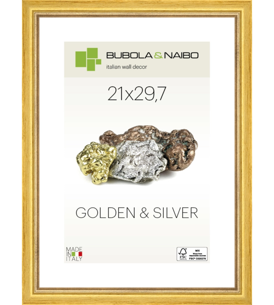 CORNICE IN LEGNO COLORE ORO "MARISA" - 21 x 29,7 CM