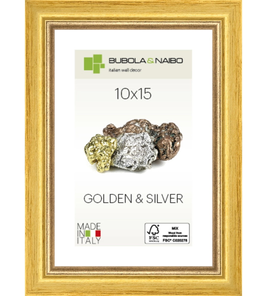CORNICE IN LEGNO COLORE ORO "MARISA" - 10 x 15 CM