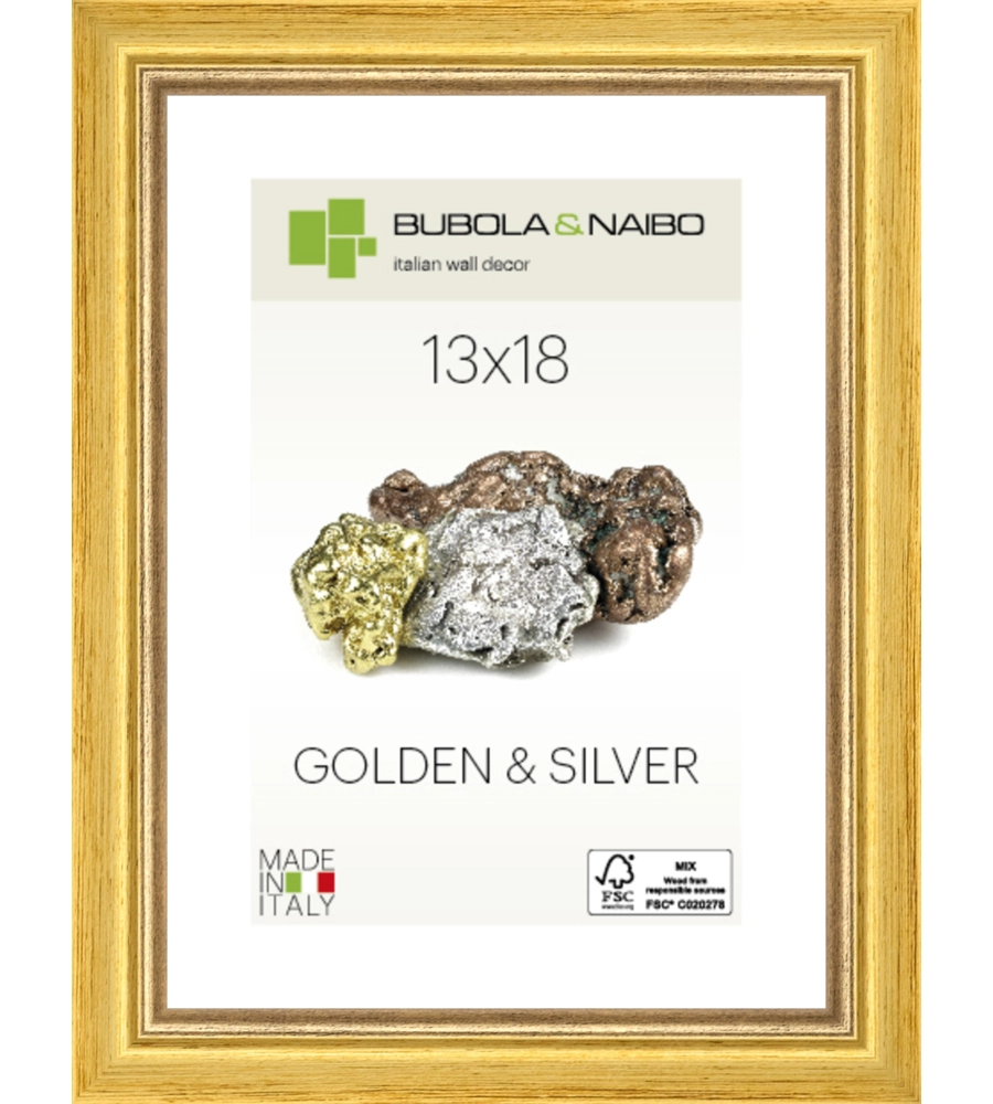 CORNICE IN LEGNO COLORE ORO "MARISA" - 13 x 18 CM
