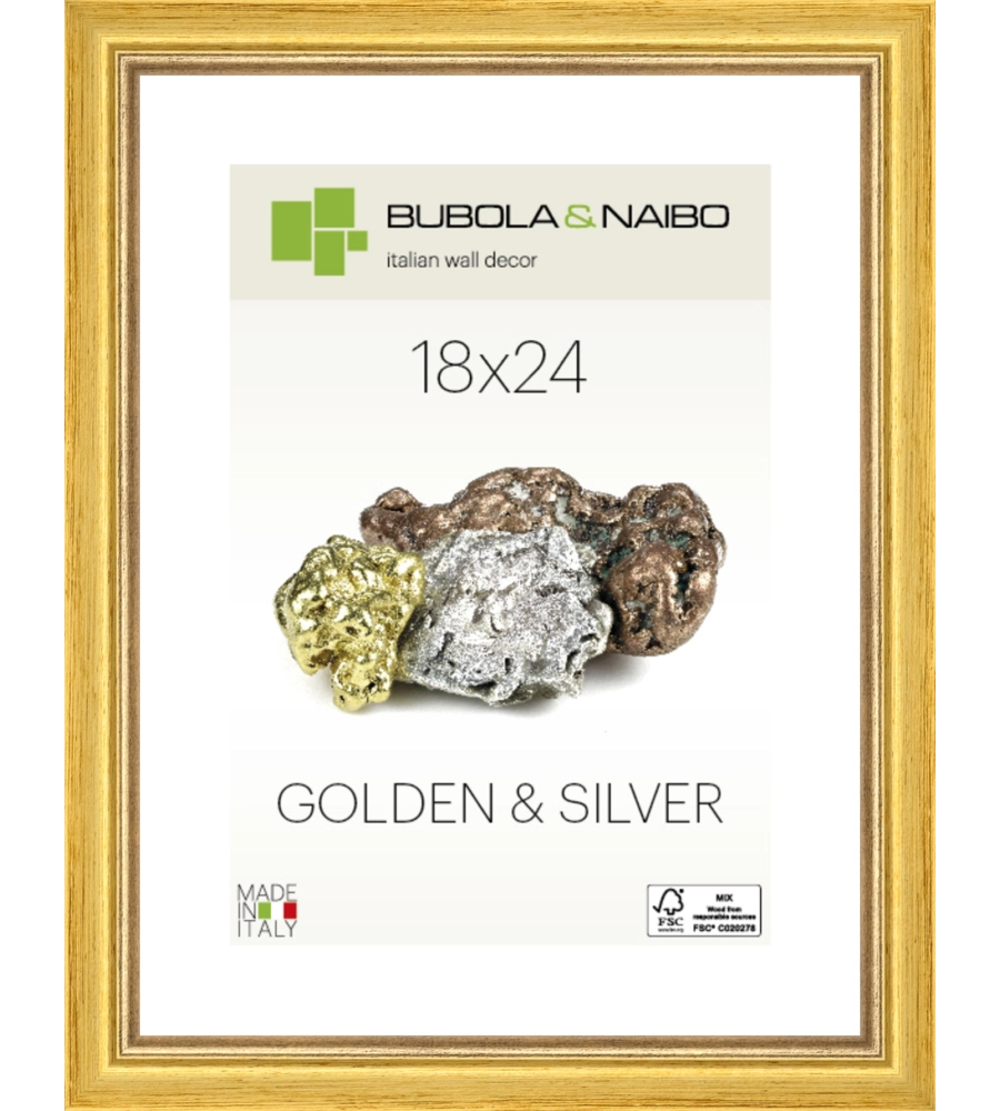 CORNICE IN LEGNO COLORE ORO "MARISA" - 18 x 24 CM