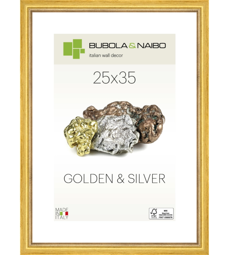 CORNICE IN LEGNO COLORE ORO "MARISA" - 25 x 35 CM