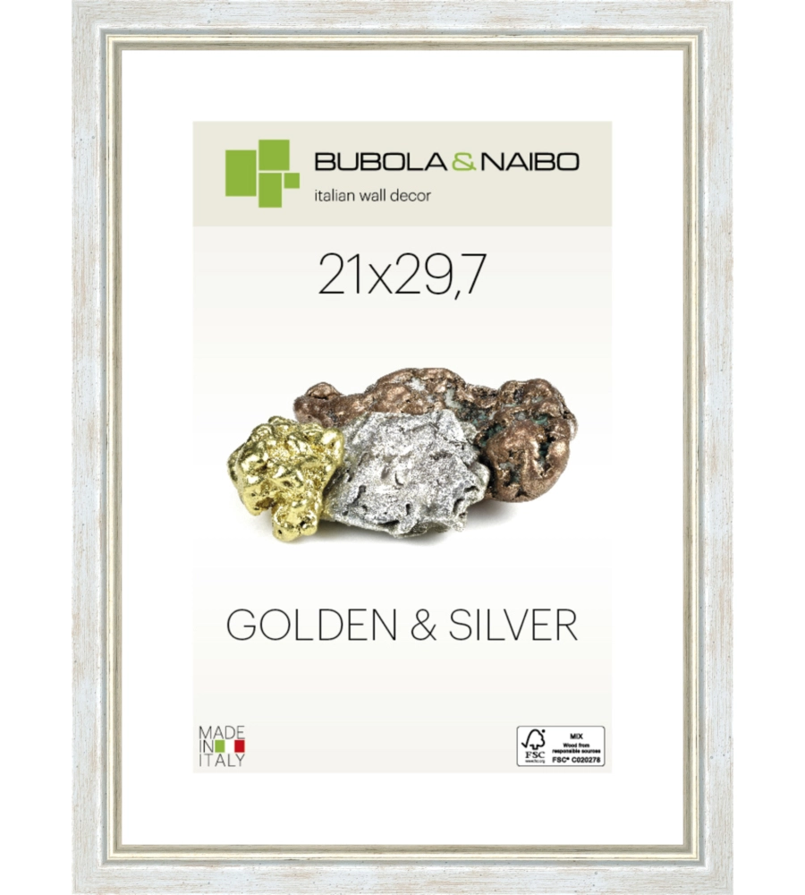 CORNICE IN LEGNO COLORE ARGENTO "MARISA" - 21 x 29,7 CM