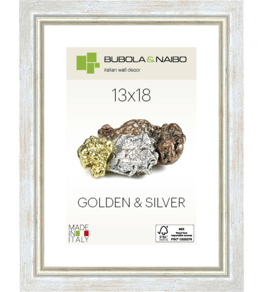CORNICE IN LEGNO COLORE ARGENTO "MARISA" - 13 x 18 CM