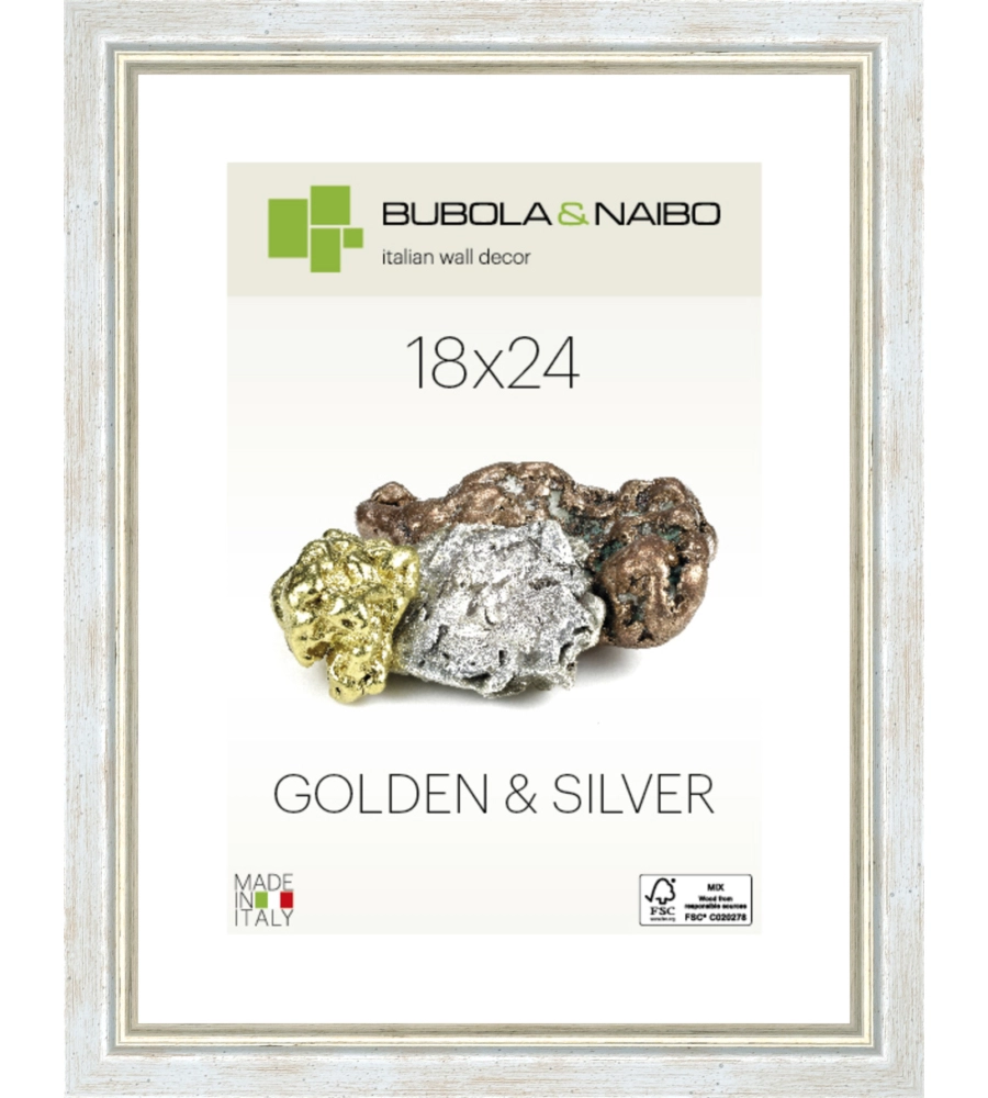 CORNICE IN LEGNO COLORE ARGENTO "MARISA" - 18 x 24 CM