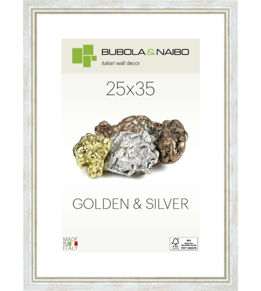 CORNICE IN LEGNO COLORE ARGENTO "MARISA" - 25 x 35 CM