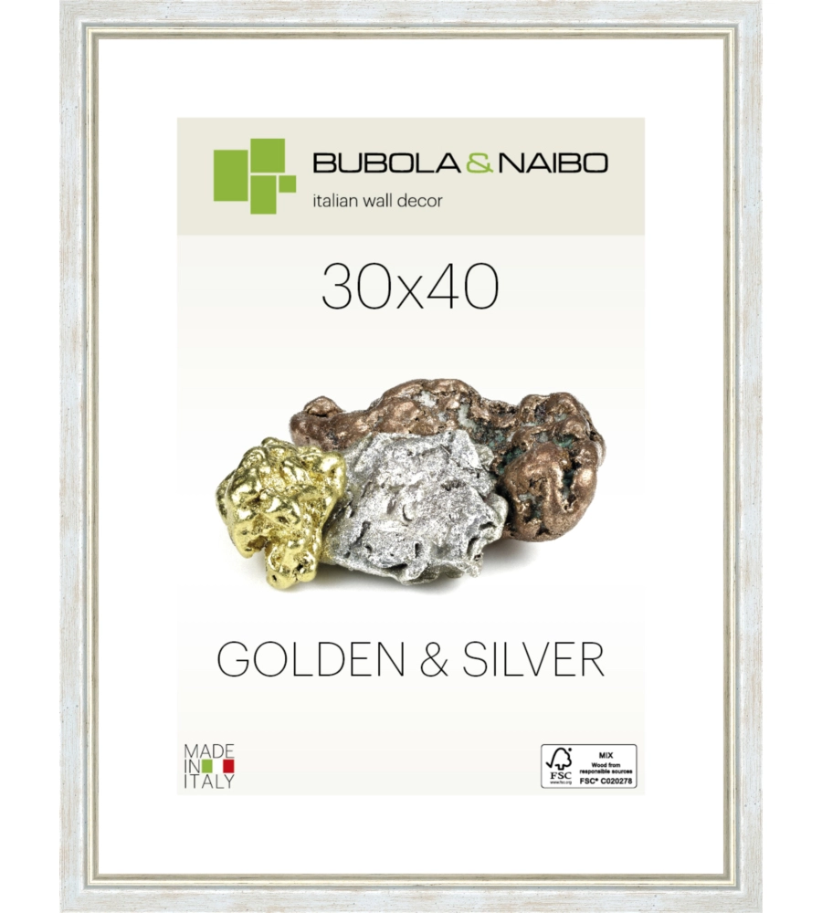 CORNICE IN LEGNO COLORE ARGENTO "MARISA" - 30 x 40 CM