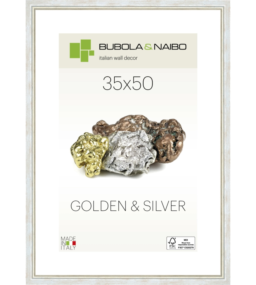 CORNICE IN LEGNO COLORE ARGENTO "MARISA" - 35 x 50 CM