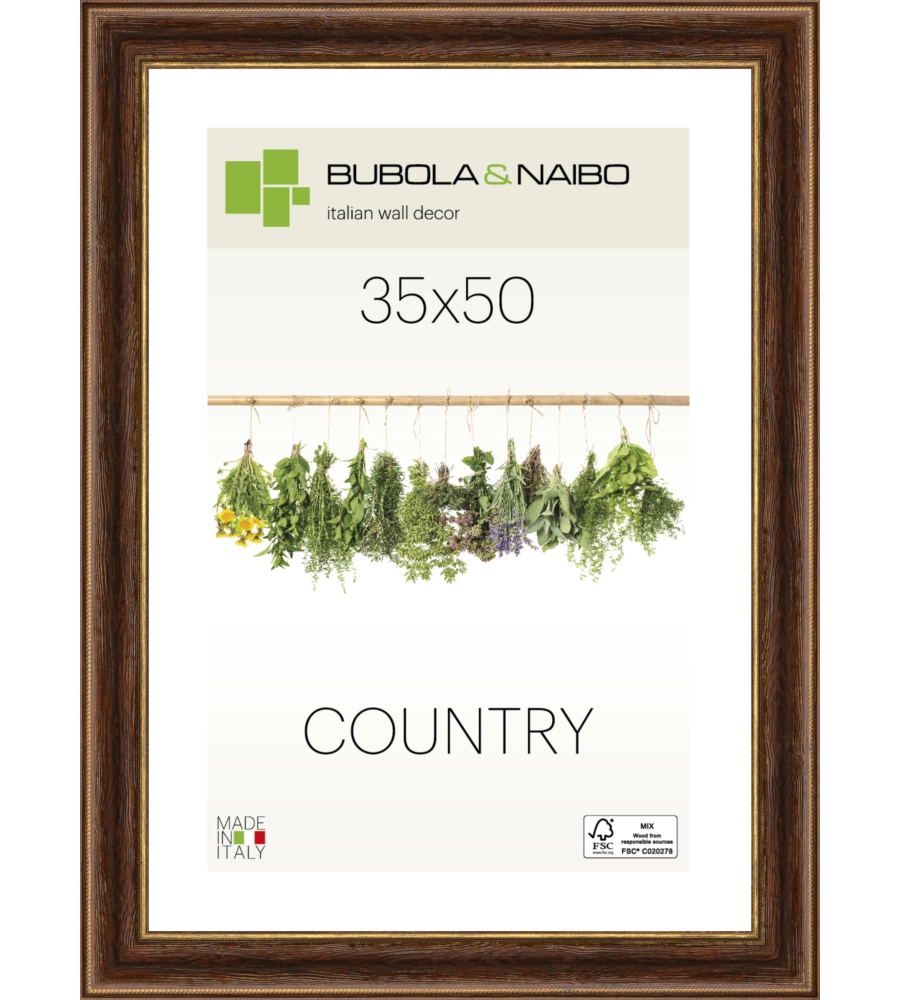 CORNICE IN LEGNO COLORE MARRONE "FABRIANO" - 35 x 50 CM